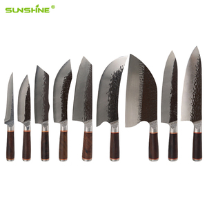 SUNSHINE professionale coltello da cucina Set legno ebano manico in acciaio inox carne grande coltello forgiato Chef macellaio con guaina in pelle - Product Image 1