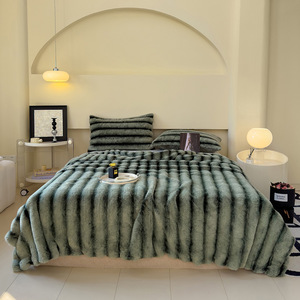 Ensembles de couettes d'hiver en fourrure de <span class=keywords><strong>lapin</strong></span> rayée de couleur unie de luxe en gros - Product Image 6