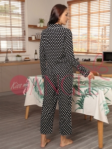 KISS ME ANGEL home clothes set pigiama a maniche lunghe a pois autunno e inverno femminile può essere indossato al di fuori del pigiama <span class=keywords><strong>da</strong></span> donna sexy - Product Image 5