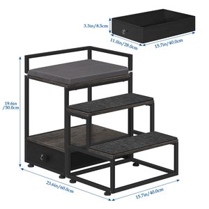 Cajón de almacenamiento, <span class=keywords><strong>cama</strong></span> elevada para mascotas, <span class=keywords><strong>cama</strong></span> para perros, plataforma multinivel, asiento de ventana <span class=keywords><strong>con</strong></span> escaleras para perros, percha para mascotas - Product Image 3