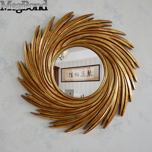 Espejo decorativo de resina dorada hecho a mano para colgar en la pared, espejo de pared decorado en forma de sol - Product Image 6