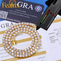 Fealux Bijoux fins Hip Hop Or blanc Argent 925 Chaîne Moissanite VVS Diamant Chaîne Tennis Bracelet Collier pour Hommes Femmes