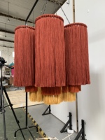 Abat-jour en macramé à franges cylindriques nouées à la main, style rustique de luxe OEM, pour penthouse et décoration haut de gamme