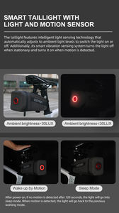 Bolsa de sillín de bicicleta impermeable verde oscuro Gaciron con función de freno inteligente de montaje magnético Luz trasera de bicicleta Gaciron - Product Image 6