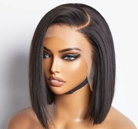 Perruque Courte en Cheveux Humains 13x4 Lace Front pour Femmes Noires, Perruque Bob Courte HD Transparente Ondulée Profonde, Bob Brésilien