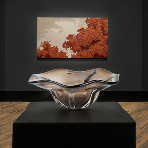 Bol en verre de pièce maîtresse de Murano de couleur chocolat, bord ondulé et base texturée. Idéal pour <span class=keywords><strong>la</strong></span> décoration intérieure, l'affichage d'art - Product Image 6