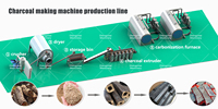 Machine automatique de fabrication de charbon de bois et de briquettes de biomasse avec moteur, capacité de 300 kg/h, pour sciure de bois et coques de riz, à économie d'énergie