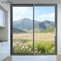 Pintu Geser Aluminium Thermal Break untuk Teras Luar Ruangan, Pintu Geser Kaca Tahan Air, Pintu Geser Kaca Tempered Low-e untuk Luar Ruangan