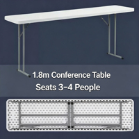 Table de réunion pliable en plastique de 183 cm de long, plateau non pliable, pieds en métal robustes pour une utilisation en intérieur et en extérieur.