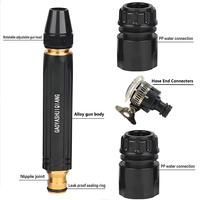 Pistolet de pulvérisation métallique pour tuyau d'arrosage, vente chaude en gros, durable, commande en gros, buses réglables, serre-tuyau renforcé, outil de lavage de voiture