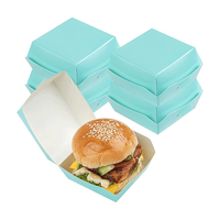 Cajas de hamburguesas desechables de cartón con logotipo personalizado para llevar, contenedor de embalaje de comida rápida, caja de hamburguesas