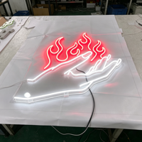 Enseigne lumineuse LED néon personnalisée en forme de main tenant une flamme, panneau acrylique, multicolores, décoration murale pour bar, café, pub, publicité, étanche IP65