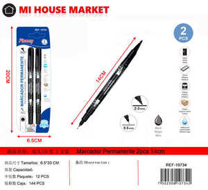 ปากกามาร์กเกอร์แบบสองหัวเพลนีย์หมึกถาวรสีดำ 0.5 มม. สำหรับเขียนซีดีอุปกรณ์สำนักงานโรงเรียน - Product Image 1