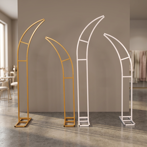 Feiyue High Quality Eco-Friendly Iron Tube Horn Wedding Arch 2-Piece Set Gold Floral Design for Wedding Stage Decoration - Product Image 3