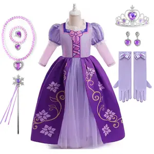 Ragazze film Cosplay vestire i bambini manica lunga viola desiderio principessa Asha vestito Costume con accessori