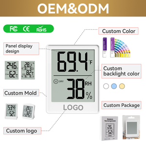 Thermomètre hygromètre numérique haute précision, alimenté par piles, pour la maison, le bureau, la serre, montage mural intérieur, plastique, OEM personnalisable - Product Image 2