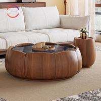 Table basse en marbre de luxe léger, moderne et minimaliste, en bois massif, écologique, durable, avec rangement, en forme de pétale, pour salon, ensemble de tables à thé