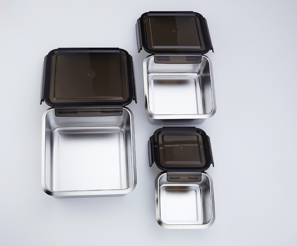 その他 STAINLESS CONTAINER TABLE TOP 74L RW Base 4 oz Rectangle Silver Tin Container - with Window