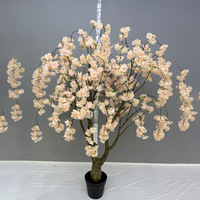 Arbre artificiel suspendu en fleurs de cerisier 150 cm, plante de sakura en soie artificielle détachable pour la décoration de plafond d'hôtel et de maison