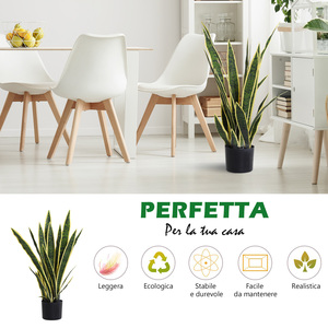 Outsunny Artificial Sanseveria Planta Falsa Realista con Maceta, Ø 15cm x 80cm, Verde y Amarillo - Product Image 5