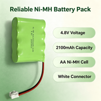 Paket Baterai Ni-MH AA 4.8V 2100mAh Grosir, Daya Hisap Tinggi, Pengosongan Daya Sendiri Rendah, dengan Konektor 2 Pin Putih untuk Peralatan Industri