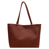 Sac fourre-tout pour femme en cuir véritable marron, couleur unie, fermeture ouverte, grande capacité, à porter à l'épaule pour un usage quotidien
