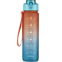 32oz 1000ml 1litre Motivational Ombre Tritan Bouteille D'eau Étanche Sans BPA PETG Paille Poignée Temps Marqueur Timbre Applicable