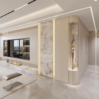 Meuble TV mural de luxe en bois, design incurvé sur mesure, multifonctionnel, écologique, style ferme, pour hôtel, salon, centre de divertissement, avec LED