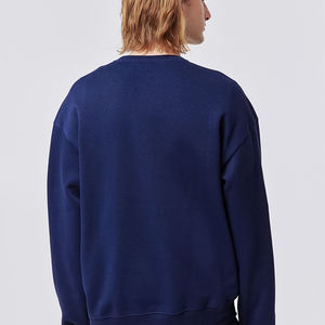 Sudadera de algodón con logotipo personalizado de lana de alta calidad, Sudadera de cuello redondo de peso pesado para hombre - Product Image 3