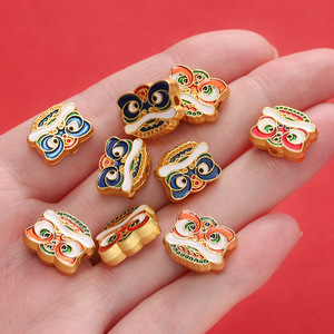 Colgantes de máscara de danza del león chino tradicional, dijes temáticos de aleación de zinc, accesorios de joyería DIY, regalo unisex - Product Image 3