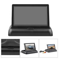 Moniteur de recul pliable pour voiture de 4,3 pouces, écran HD TFT LCD monté sur fenêtre avec caméra de plaque d'immatriculation, assistance au recul étanche