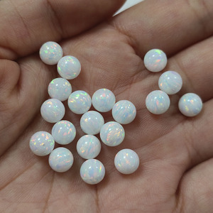 โอปอลสังเคราะห์ OP17 สีขาวไฟ ขนาด 6 มม. รูเจาะเต็มเม็ด สำหรับทำสร้อยข้อมือ - Product Image 3