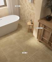 Azulejo de Porcelana Rústico Mate 600x600mm con Borde Ondulado Beige Antideslizante y Resistente a los Ácidos para Piso y Pared de Estilo Rústico