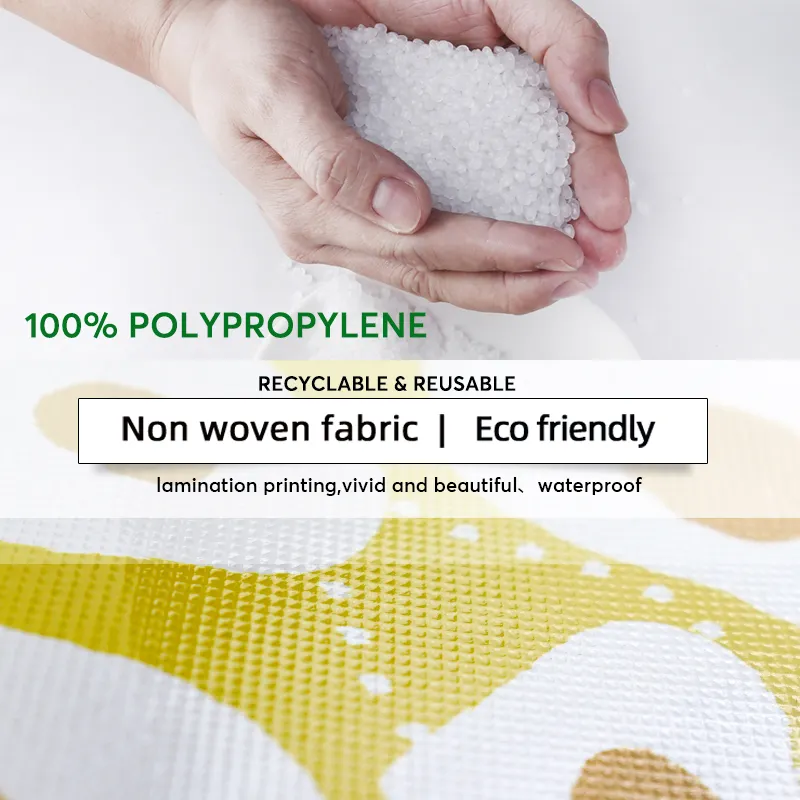 하이 퀄리티 판촉 맞춤형 쇼핑백 재활용 적층 부직포 PP 소재 재사용 친환경 인쇄 로고