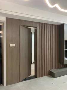 Panel de Pared con Puerta Invisible Integrada, Puerta Interior de Madera Personalizada, Estilo Nórdico de Lujo Ligero para Hotel, Villa, Apartamento Pintado - Product Image 5