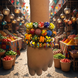 Pulsera de Cuentas Hecha a Mano en Zambia, MNAK Fashion Thrills, Estilo Tribal Africano - Product Image 1