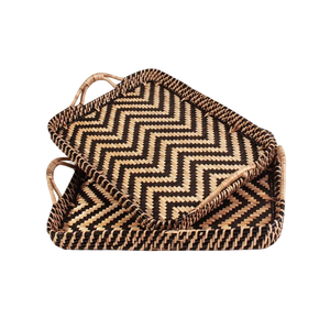 Plateau de service en bambou en rotin bohème plateau en rotin en bambou en osier plateau artisanal comme Table basse pour la décoration du salon - Product Image 2