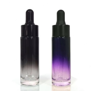 15ml Round Empty Custom Black Ombre Color Facial Oil Packaging Serum Glass Dropper <b>Bottles</b> with Screen Printing OEM/ODM - Product Image 2