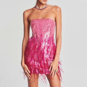 Abito Mini Aderente Senza Maniche con Paillettes e Schiena Scoperta, Vita Alta, Colori Personalizzabili, Vestito da Festa con Patchwork - Product Image 5