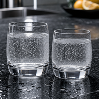Verre à boisson transparent à pied stable, type tumbler court, pour bureau, hôtellerie, boutique de cadeaux, vente au détail, collection de boissons 186ml 330ml