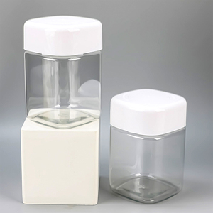 Botella Transparente Cuadrada de Plástico PET de Alta Calidad para Dulces y Frutos Secos, con Tapas de Doble Capa, 300 ml, Novedad 2026 - Product Image 5