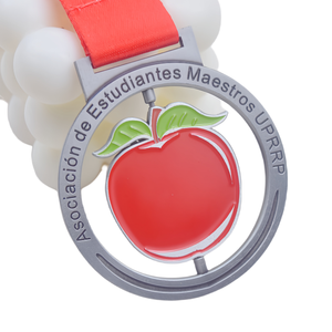 Fabricant de gros personnalisé Antique plaqué argent Apple Student Teaching Education UPRRP Spining Médaille de zinc pour souvenir - Product Image 1