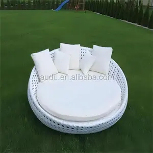 Indoor use audu big size round rattan outdoor one daybed Sun Lounger ADC14183 100% handmade