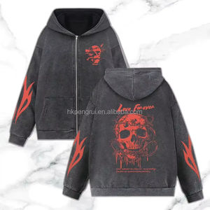 Sérigraphie à capuche personnalisée broderie 100% Terry poids lourd coupe régulière fermeture éclair hiver sweat à capuche pour homme - Product Image 2