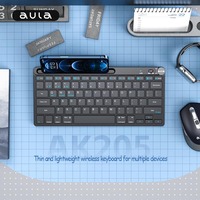 Nouveau clavier sans fil AULA AK205 ultra fin en PBT avec mode double USB 2.4G, 88 touches, portable pour tablette et usage bureautique