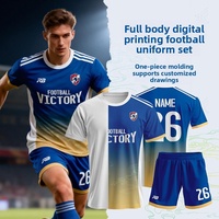 Traje de fútbol con estampado digital completo, camiseta personalizada de secado rápido, tela de poliéster transpirable por sublimación, mapa transfronterizo, verano