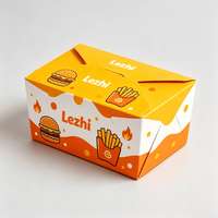 Boîte à emporter pour hamburgers et frites avec poignée, en papier kraft imprimé écologique pour l'emballage de livraison de restauration rapide