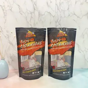 wholesale Resealable zipper stand up spice powder empanadas pancake pie food clear packaging plastic bag