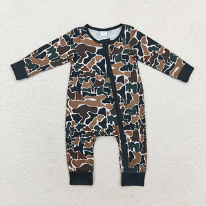 Mono de manga larga con estampado de camuflaje y cremallera oblicua para bebés, ropa de moda para recién nacidos y niños pequeños, primavera-otoño - Product Image 5