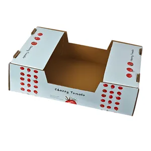 Recycled Logo Design Cardboard Kraft Carton Vegetable Packaging Box Cherry Tomatoes Fruit Packing Box Customized